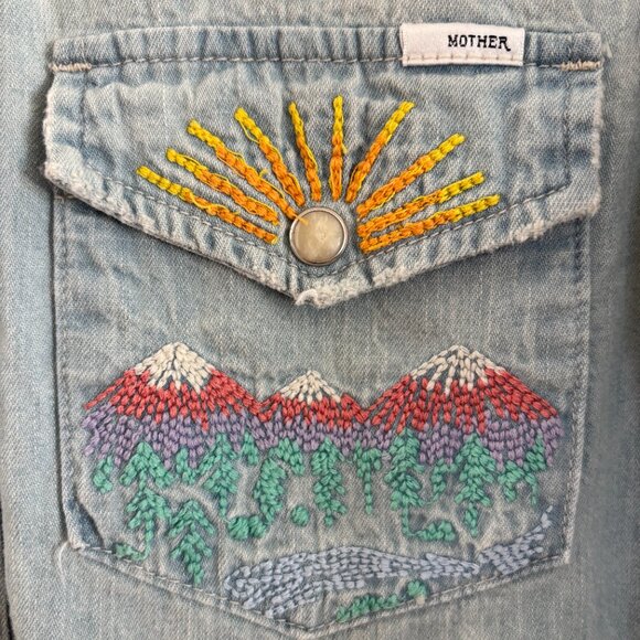 MOTHER Denim Embroidered Shirt - Picture 2 of 6